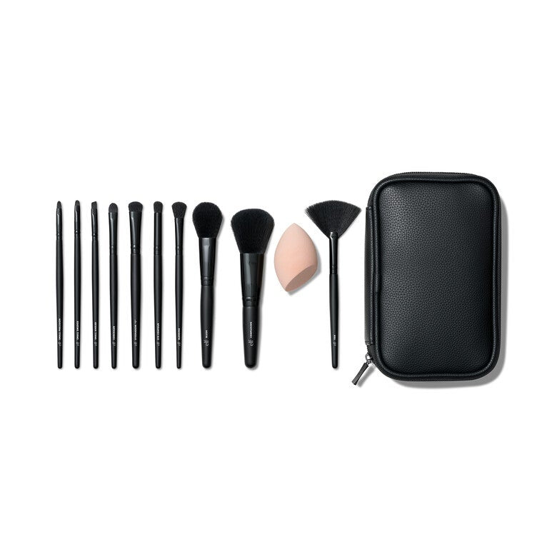 e.l.f Full Face & Eye Makeup Brush Set + kelioninis krepšelis