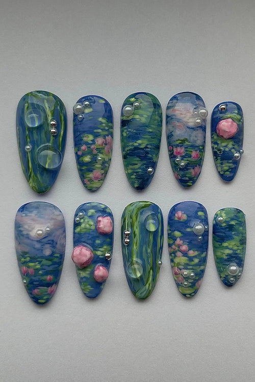 "Lily pond" x Mistnails handmade press on nails