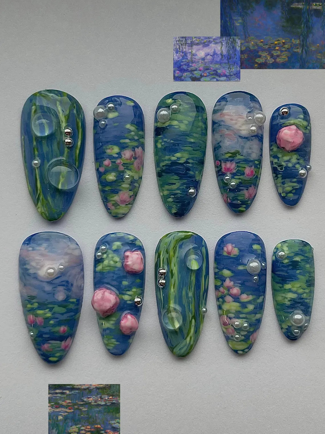 "Lily pond" x Mistnails handmade press on nails