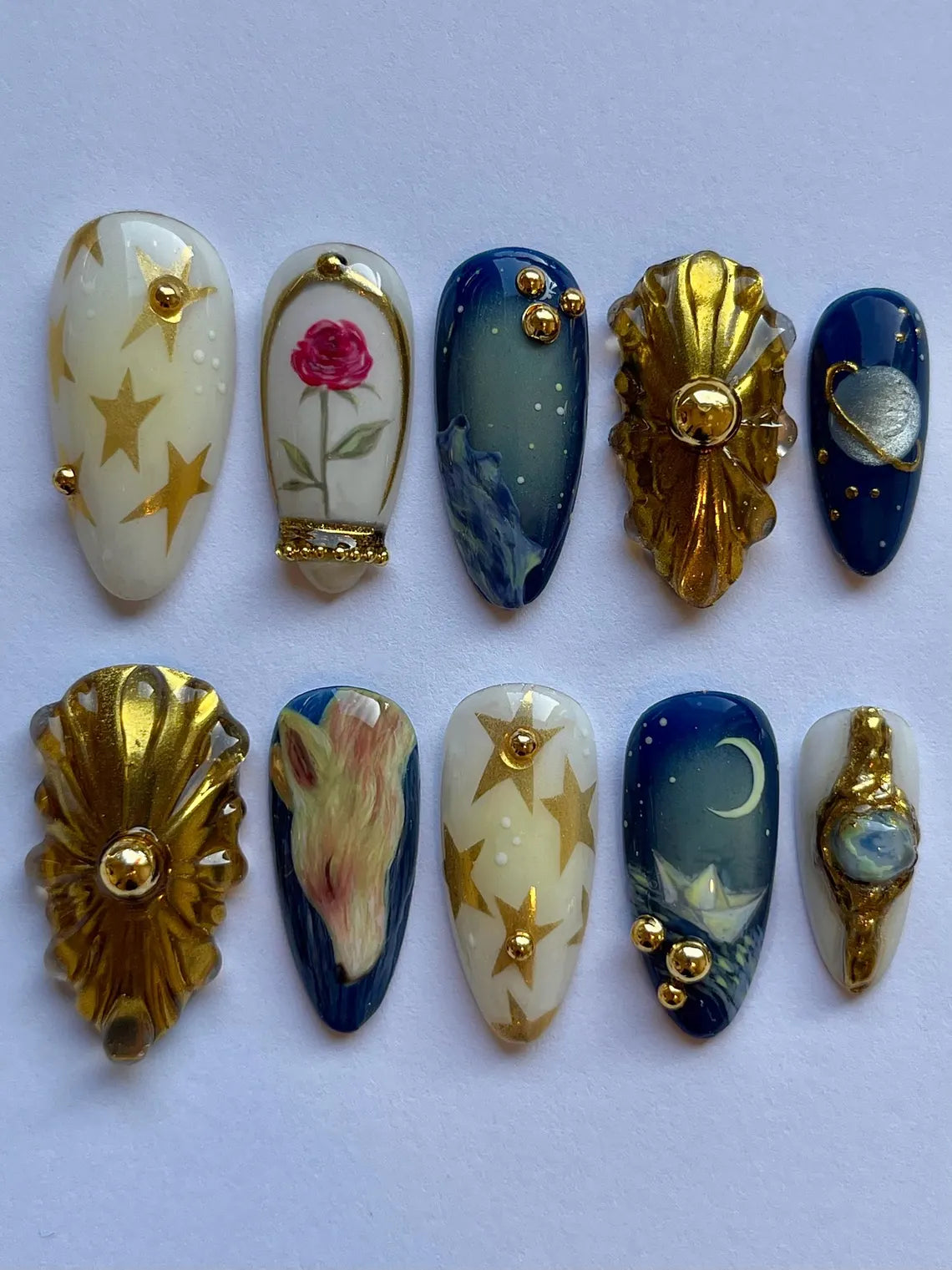 "Rose and fox" x Mistnails handmade press on nails