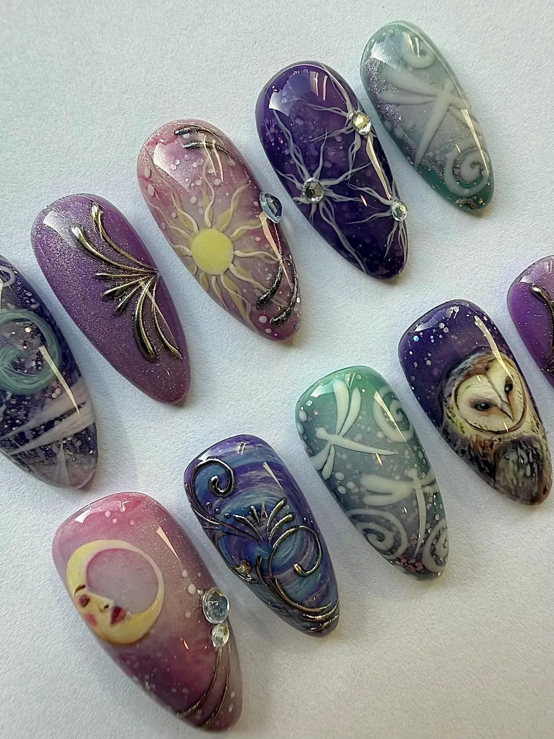 "Whimsical purple" x Mistnails handmade press on nails