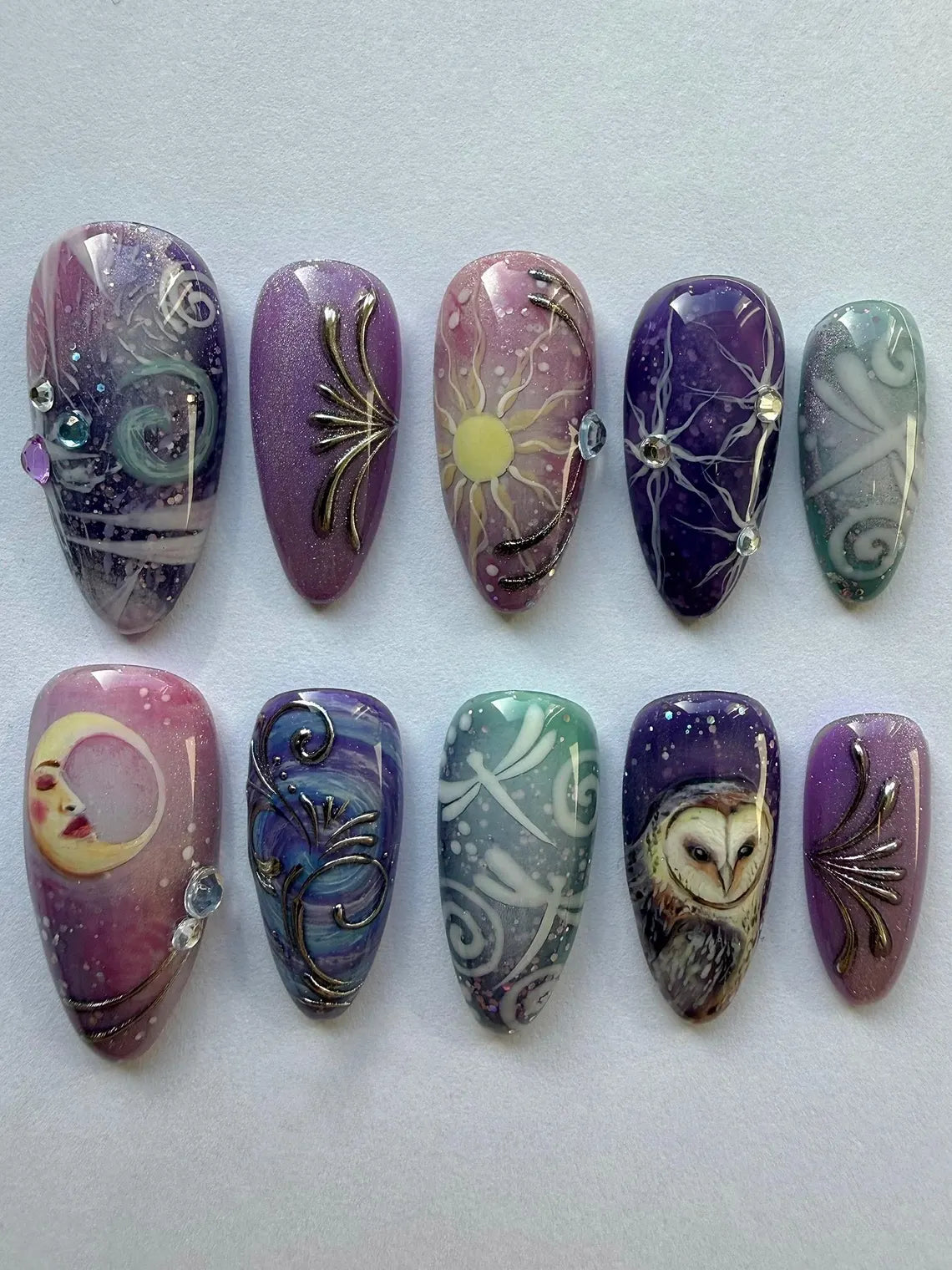 "Whimsical purple" x Mistnails handmade press on nails