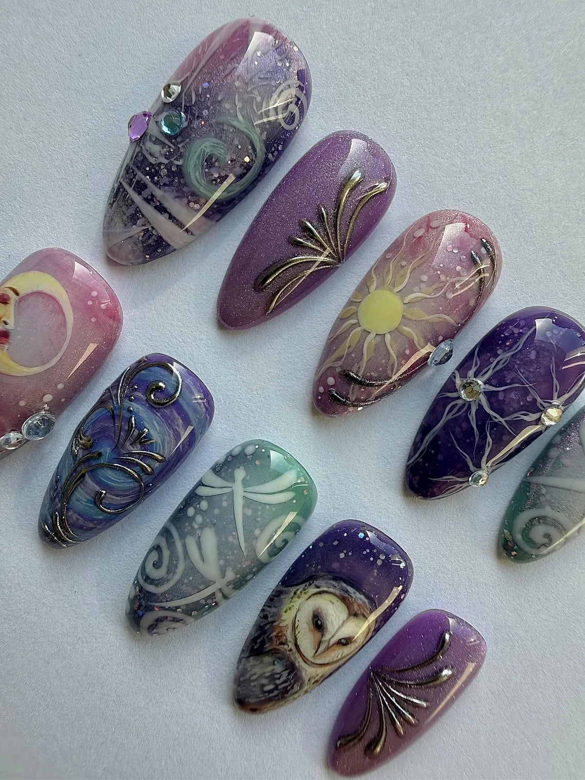 "Whimsical purple" x Mistnails handmade press on nails