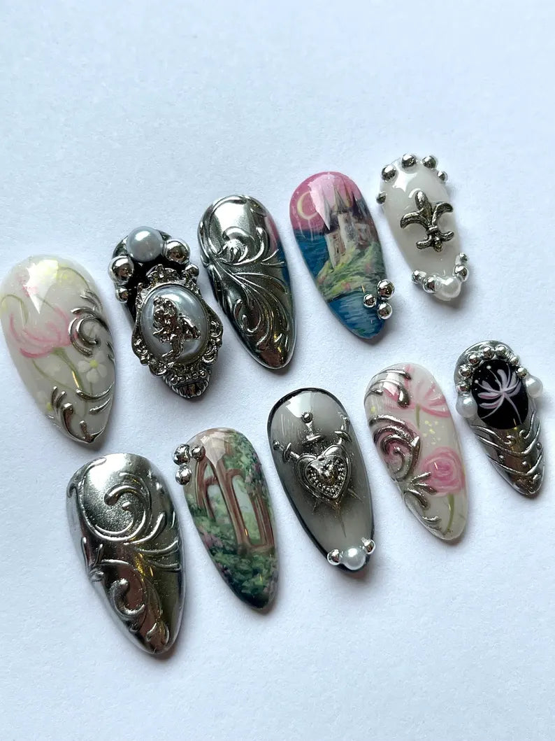 "Knight in shining armor" x Mistnails handmade press on nails