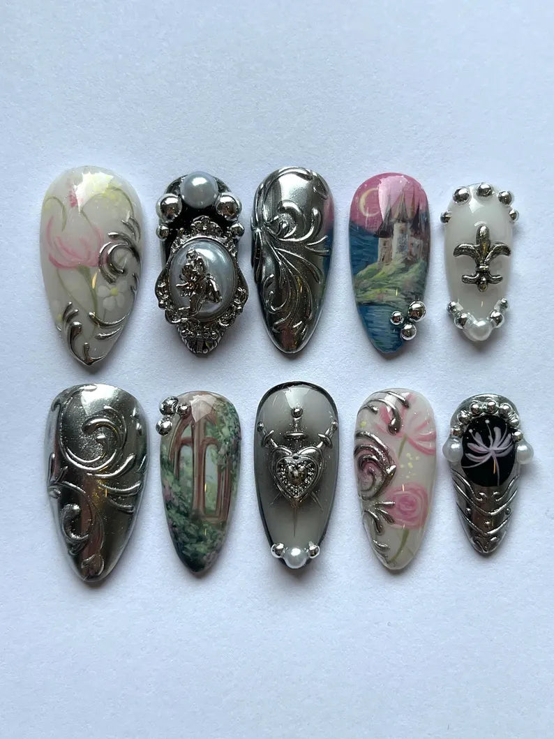 "Knight in shining armor" x Mistnails handmade press on nails
