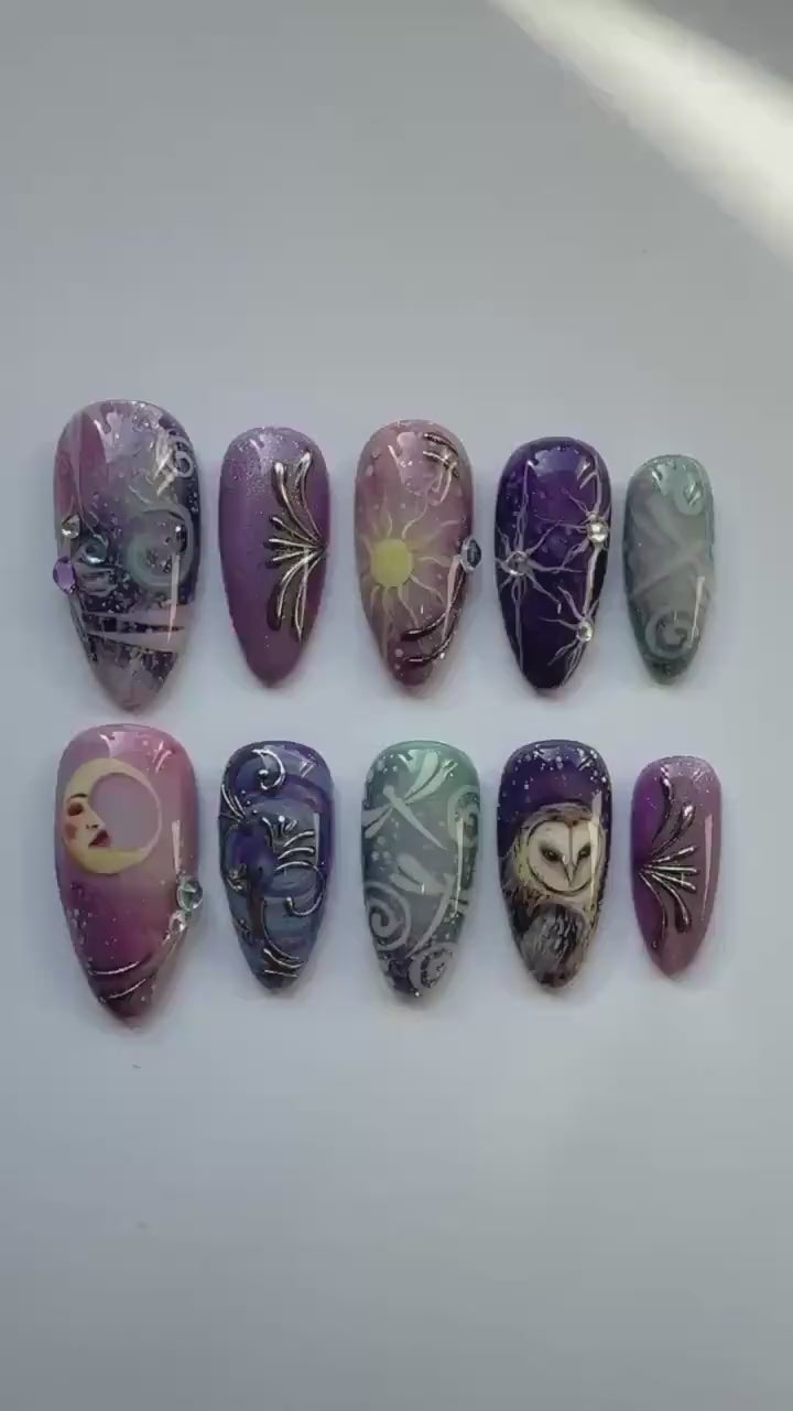 "Whimsical purple" x Mistnails handmade press on nails
